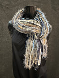 Bohemian style fashion scarf in blue jean tones, luxury art scarves