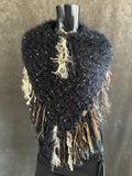 Knit Black Fringed poncho, game of thrones