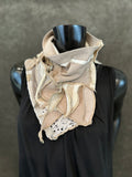 Upcycled couture taupe ivory neck cowl, eco-friendly fashion