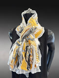 Bold mustard and gray Avant Garde couture eco-friendly fabric scarf