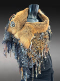 One of a Kind Luxury Red Fox Fur Statement Shawl | Artisan Fiber Art Collar Wrap, game of thrones collar