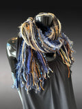 Boho style Scarf in Blue Tan, Indie fashion