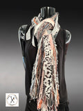Artisan Boho Art Scarf – Upcycled Fabric & Fiber Statement Wrap, Shreds Fringie Scarf