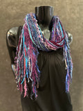 Boho Indie style short art scarf,  purple blue jewel tone scarf, bohemian inspired fashion
