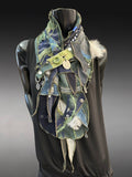 Boho couture fabric scarf, eco-friendly fashion, pop culture scarf
