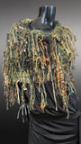 Fringed Knit handmade Boho Chic Poncho in spring green blue
