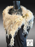 Luxury avant garde fur cowl with charms, Indie capulet, cosplay bride, bohemian shoulder wrap