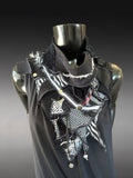 Street style couture black white neck cowl, eco-friendly fashion, pop culture fashion