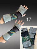 Fabric knit upcycled arm warmers, wrist cuffs, fabric fingerless gloves, upcycled sweater sleeves, arm warmers, Glovies - fingerless mittens