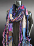 Shreds Fringie Scarf, street style scarf, purple blue scarf