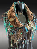 Luxury fur poncholette with clasp, couture avant garde fashion, game of thrones collar