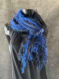Boho style Scarf in Electric Blue Black, Indie fashion