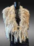 Luxury avant garde fur cowl with charms, Indie capulet, cosplay bride, bohemian shoulder wrap