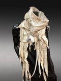Couture One-of-a-Kind Sculptural Wearable Art Scarf in Ivory | Handmade Fiber Art Accessory