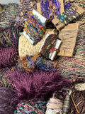 Knitting art yarn bundle, 1.5 lbs, fiber pack, weaving yarns, bulk vibrant color yarn gift box