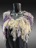 Luxury artwear fringe cowl with clasp and charms, Indie fashion, boho cowl, larp accessories