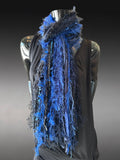 Boho style Scarf in Electric Blue Black, Indie fashion