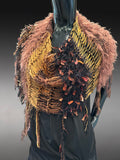 Bohemian knit Poncho, autumn color tribal shoulder wrap, Tribal style