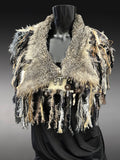 Luxury Fur Collar Statement Cowl, Artisan Fiber Rustic Boho Wrap, game of thrones collar