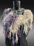 Luxury artwear fringe cowl with clasp and charms, Indie fashion, boho cowl, larp accessories