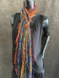 Mardi Gras fringie yarn scarf, vibrant color fringe scarf, boho style