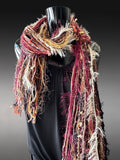 Pink bohemian style fringe scarf, cowgirl style, funky scarf