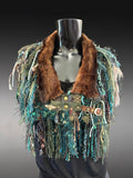 Luxury  fischer fur collar poncholette with clasp, couture avant garde fashion, game of thrones collar