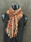 (Boho style scarf in autumn maroon rust shades, funky scarves