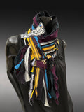 Bold jewel tone and black couture eco-friendly fabric scarf, avant garde scarf (Copy)