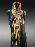 Street style Boho Statement Scarf– Post-Apocalyptic avant garde mustard yellow Textile Art Scarf