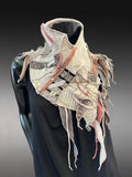 Bohemian style couture ivory and blush pink neck cowl, eco-friendly fashion