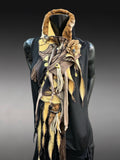 Street style Boho Statement Scarf– Post-Apocalyptic avant garde mustard yellow Textile Art Scarf
