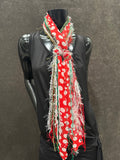 Christmas color Grinch scarf with ribbons, ugly sweater, polka dot scarf