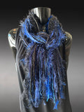Boho style Scarf in Electric Blue Black, Indie fashion