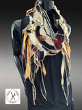 Couture One-of-a-Kind Sculptural Wearable Art Scarf in Mustard Black Beige | Handmade Fiber Art chunky cowl scarf