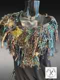 Avant garde merino Cowl with fringe and clasp, boho style accessories