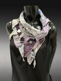 Eclectic eco couture purple gray fabric neck cowl scarf, street style fashion neckwarmer