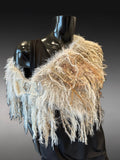 Luxury avant garde fur cowl with charms, Indie capulet, cosplay bride, bohemian shoulder wrap