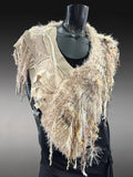 Knit Boho Chic Poncho in beige cream tones, eco friendly shoulder wrap