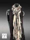 Bohemian long Boho eco-friendly Scarf, Artisan Boho Art Scarf – Upcycled Fabric & Fiber Statement Wrap