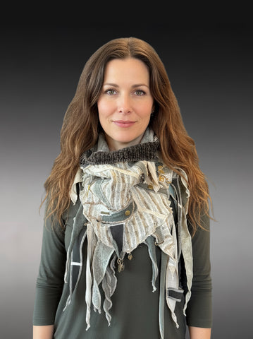 Freeform couture fabric scarf, street style accessories
