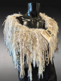 Luxury avant garde fur cowl with charms, Indie capulet, cosplay bride, bohemian shoulder wrap