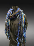 Boho style Scarf in Electric Blue Tan, Indie fashion