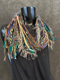 Mardi Gras fringie yarn scarf, vibrant color fringe scarf, boho style