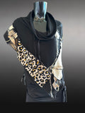 Freeform avant garde black pull/over poncho, designer crop sweatshirt