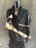 Freeform avant garde black pull/over poncho, designer crop sweatshirt