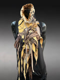 Street style Boho Statement Scarf– Post-Apocalyptic avant garde mustard yellow Textile Art Scarf