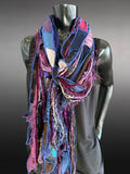 Shreds Fringie Scarf, street style scarf, purple blue scarf