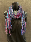 Boho Indie style short art scarf,  purple blue jewel tone scarf, bohemian inspired fashion