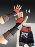 Fabric knit upcycled arm warmers, wrist cuffs, fabric fingerless gloves, upcycled sweater sleeves, arm warmers, Glovies - fingerless mittens